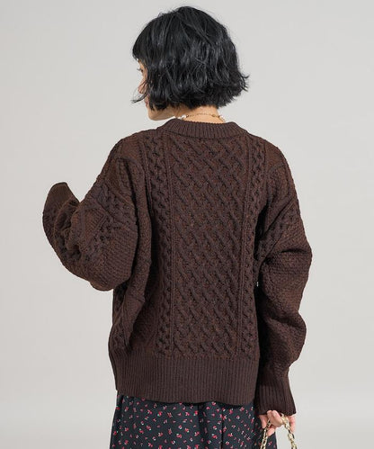 混色編織圓領針織衫