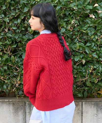 混色編織圓領針織衫