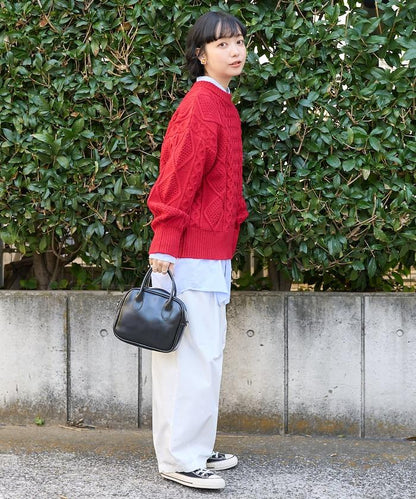 混色編織圓領針織衫