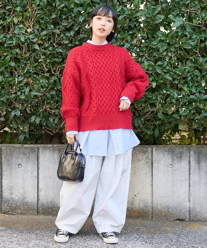 混色編織圓領針織衫