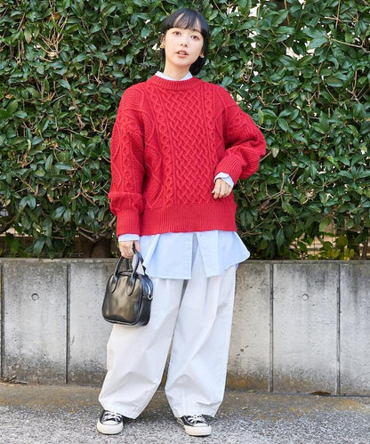 混色編織圓領針織衫