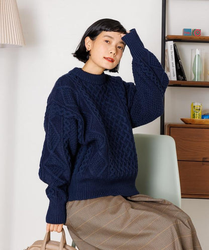 混色編織圓領針織衫