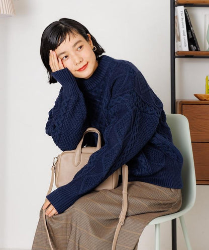 混色編織圓領針織衫