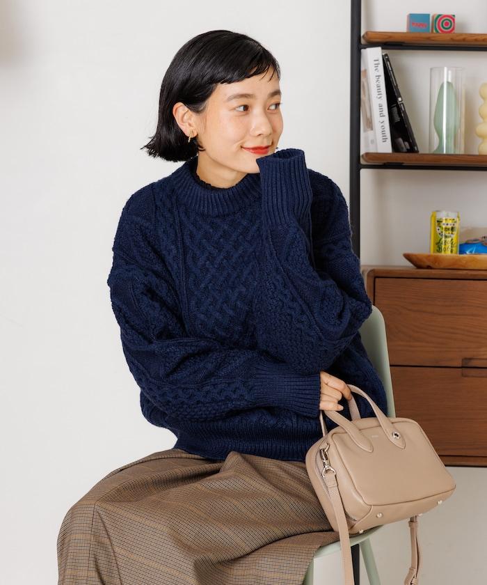 混色編織圓領針織衫