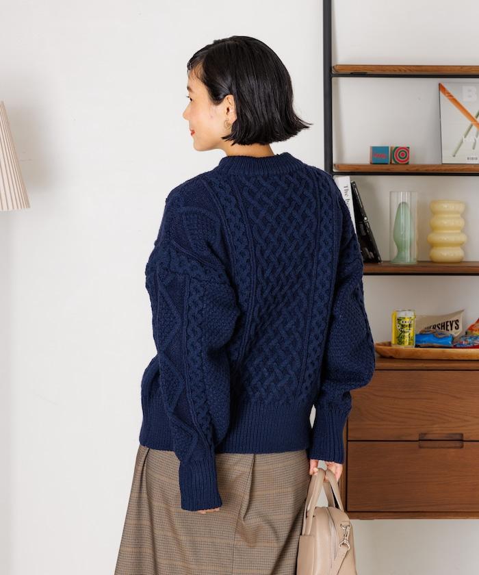 混色編織圓領針織衫