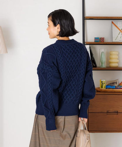 混色編織圓領針織衫