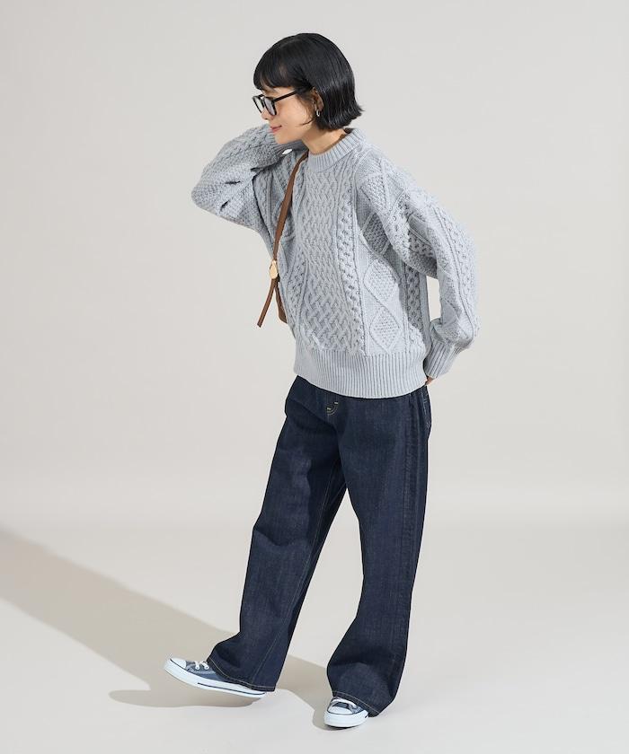 混色編織圓領針織衫