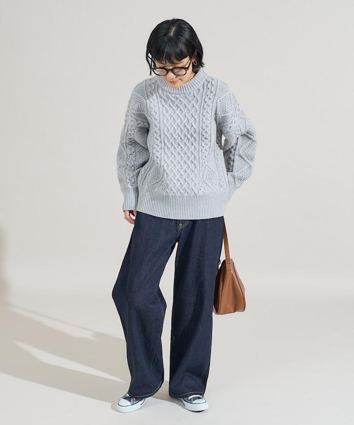 混色編織圓領針織衫