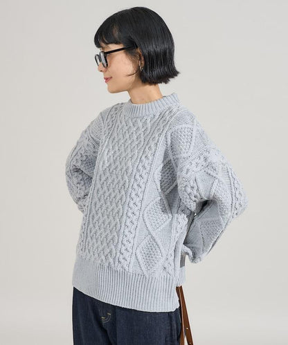 混色編織圓領針織衫