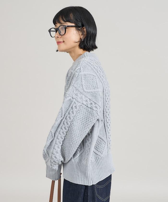 混色編織圓領針織衫