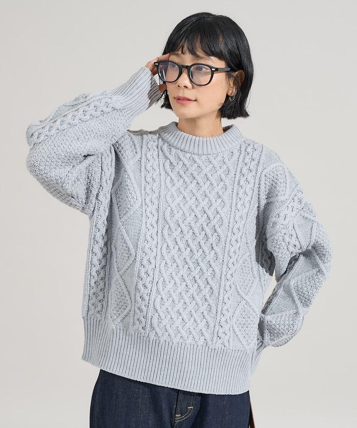 混色編織圓領針織衫