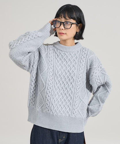 混色編織圓領針織衫
