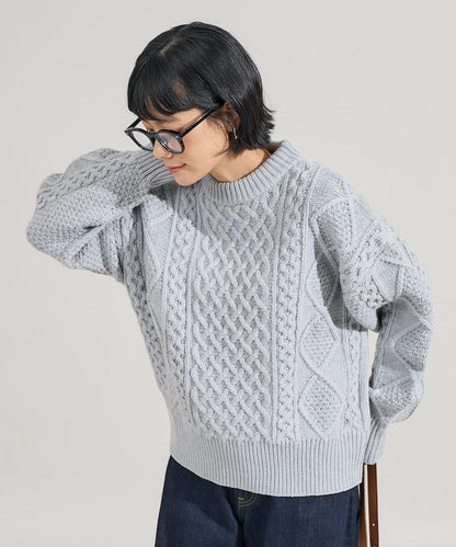混色編織圓領針織衫