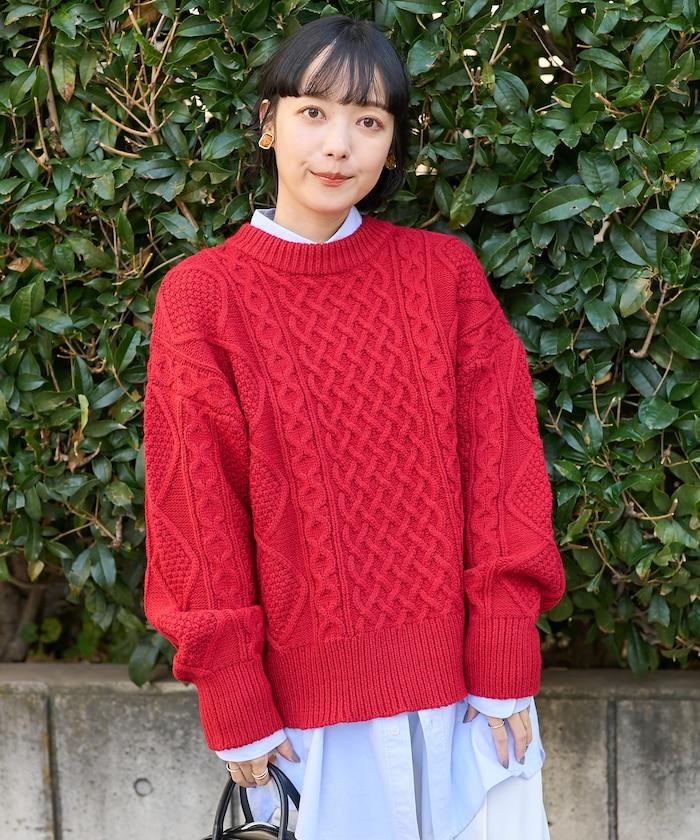 混色編織圓領針織衫