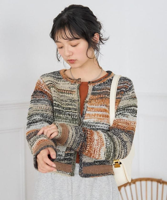 混紡紗線彩色針織開衫