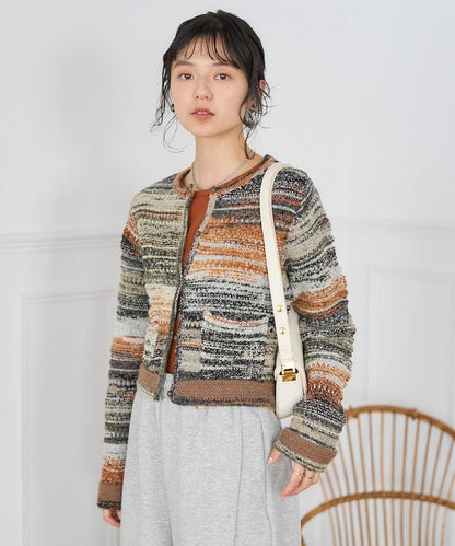 混紡紗線彩色針織開衫