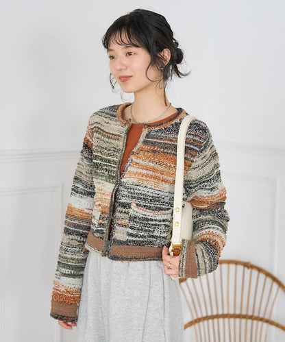 混紡紗線彩色針織開衫