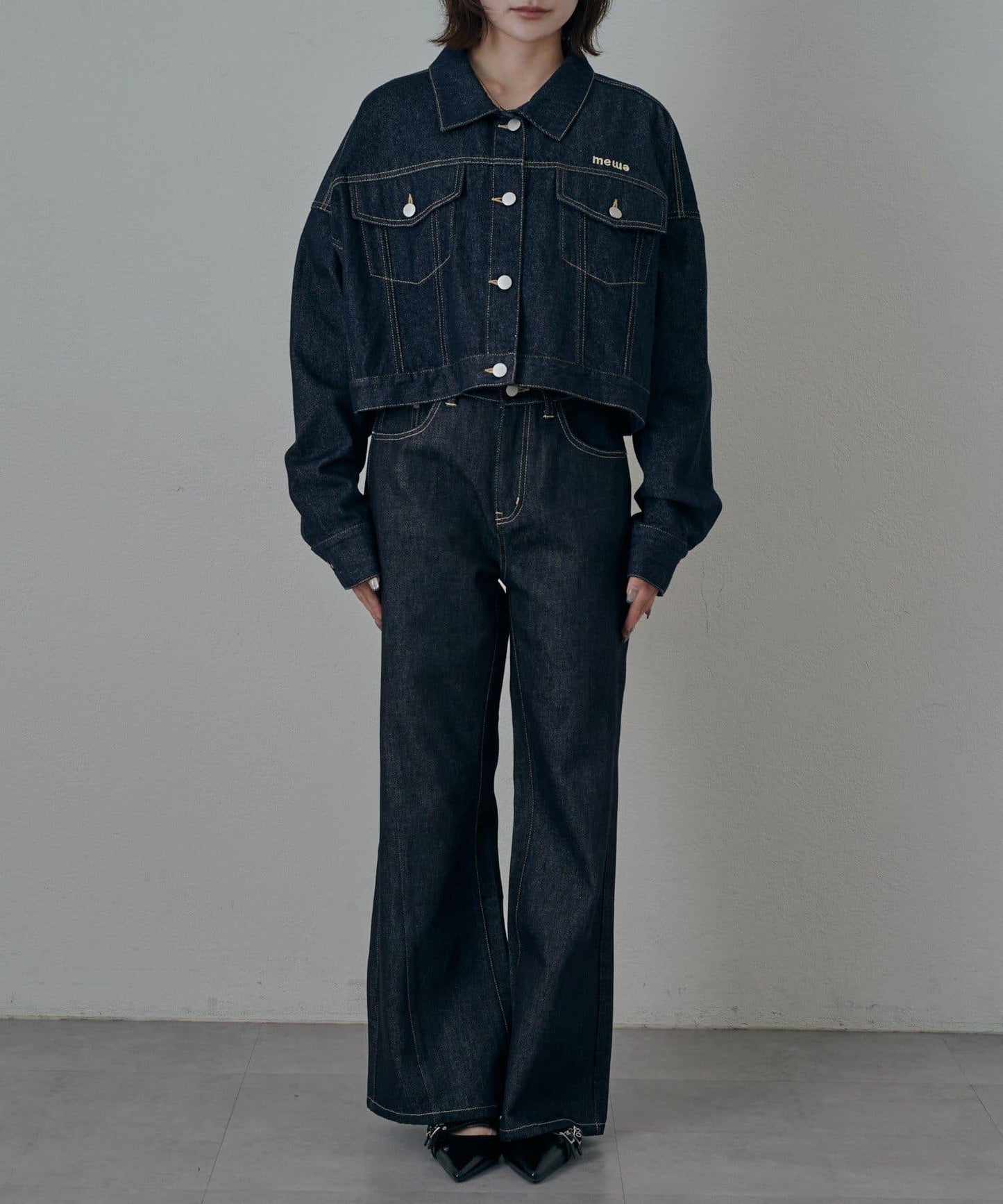 【mystic】[mline]標誌短款牛仔夾克