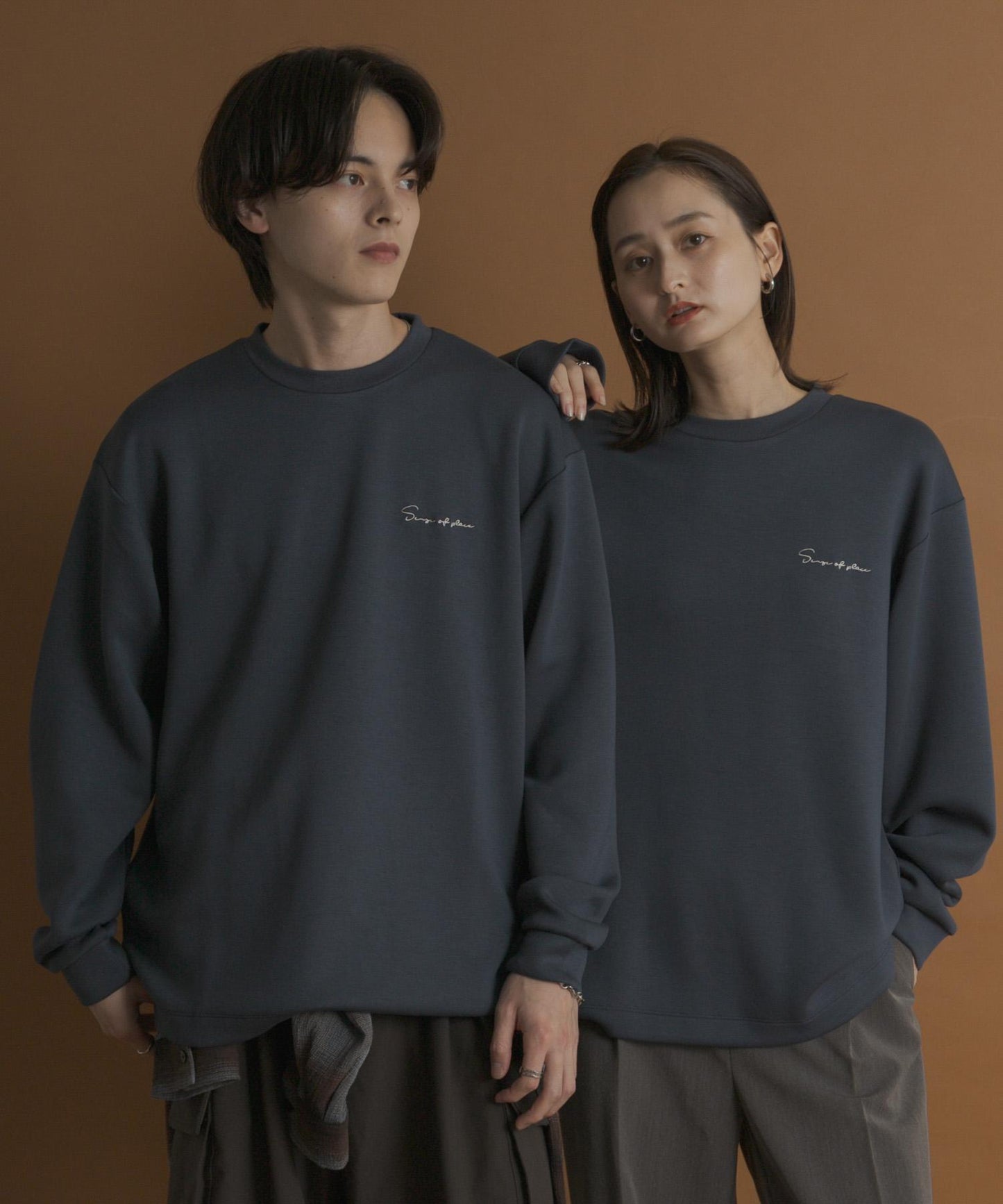 部分色 刺繡加厚長袖T恤