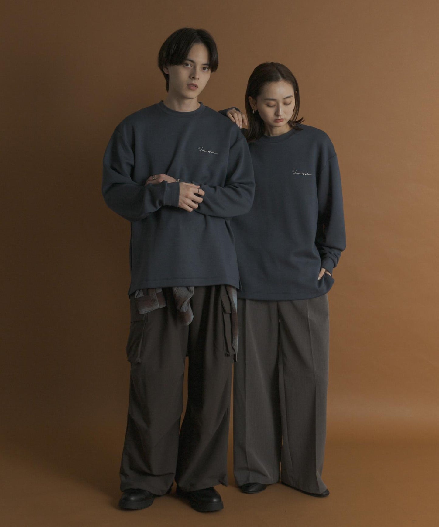 部分色 刺繡加厚長袖T恤