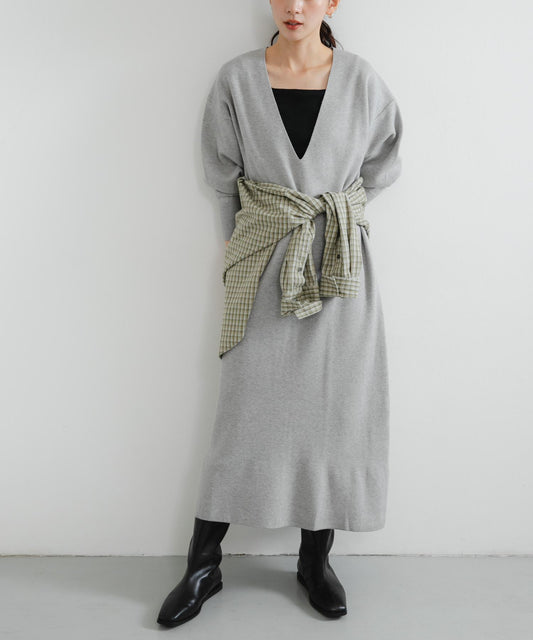 深V領針織連衣裙