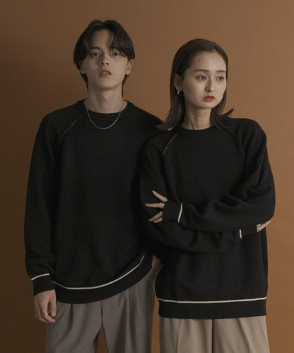 部分色 可水洗/防起球 彈力拼色針織衫