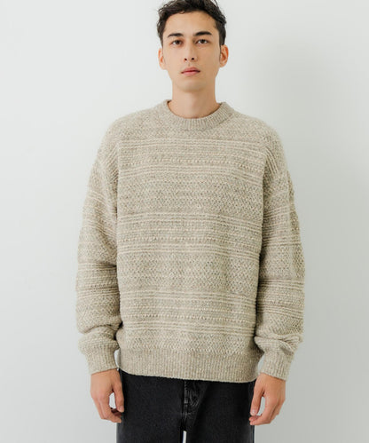 「聯名」crepuscule×URBAN RESEARCH 多色條紋混合圓領針織衫