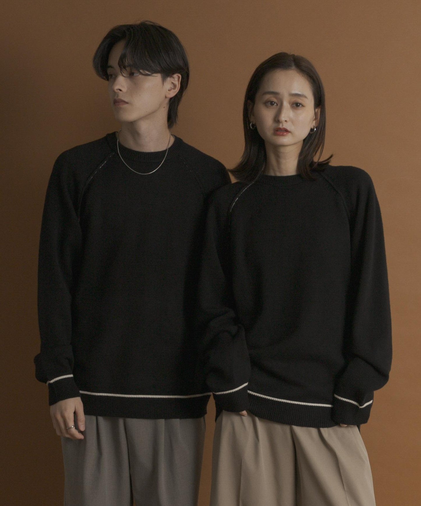 部分色 可水洗/防起球 彈力拼色針織衫