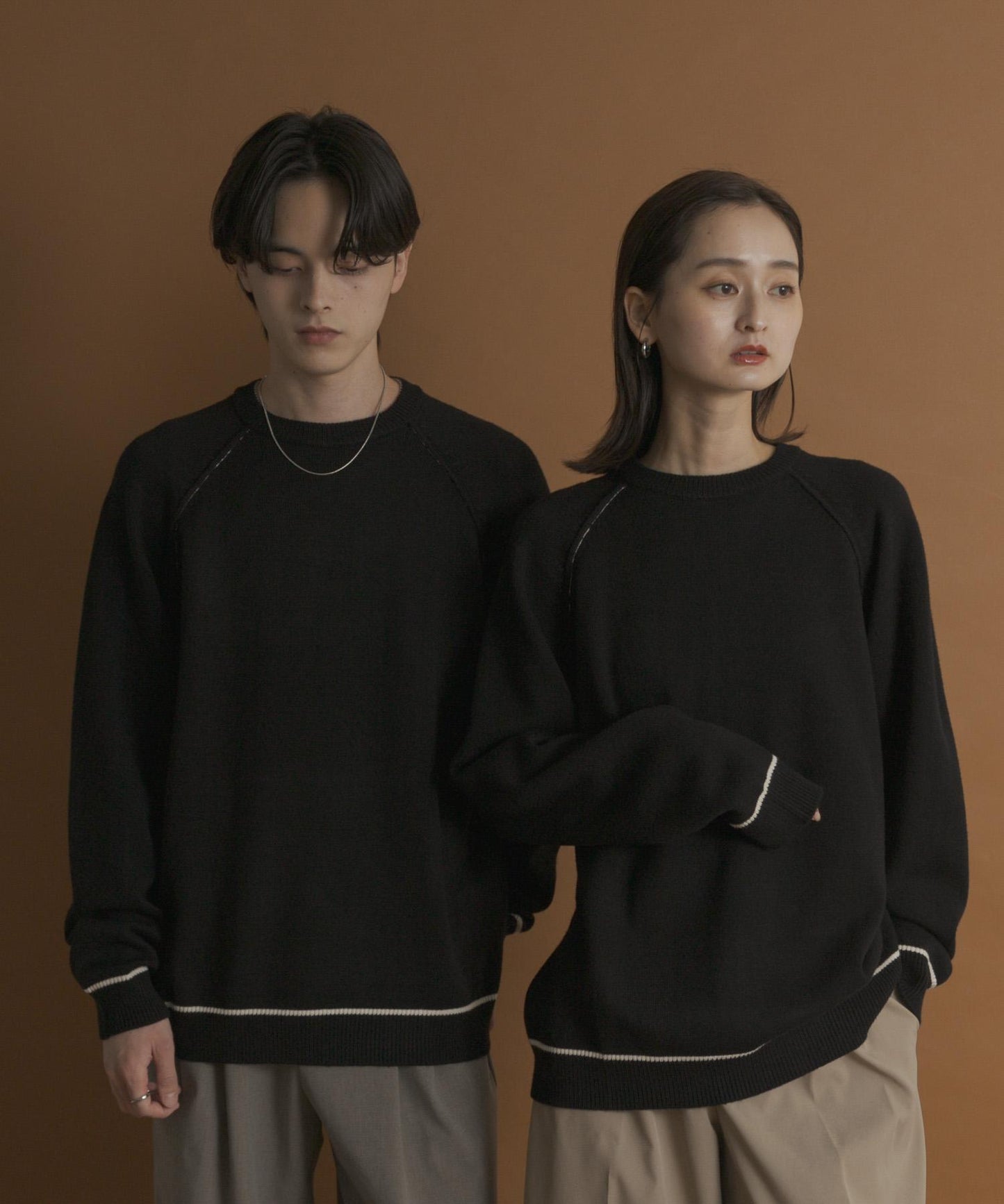 部分色 可水洗/防起球 彈力拼色針織衫