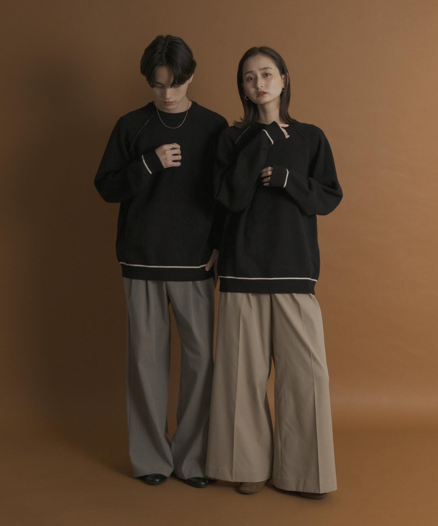 部分色 可水洗/防起球 彈力拼色針織衫