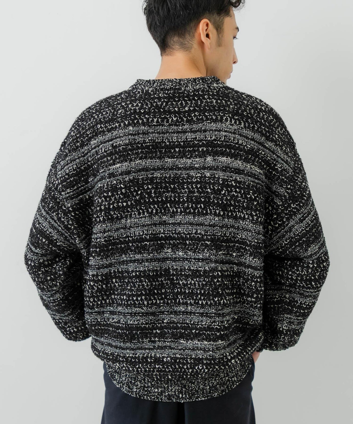 「聯名」crepuscule×URBAN RESEARCH 多色條紋混合圓領針織衫