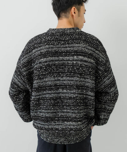 「聯名」crepuscule×URBAN RESEARCH 多色條紋混合圓領針織衫