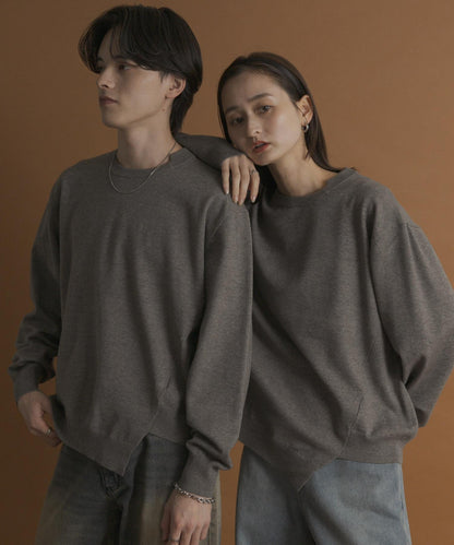 不對稱圓領針織衫