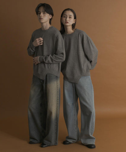 不對稱圓領針織衫