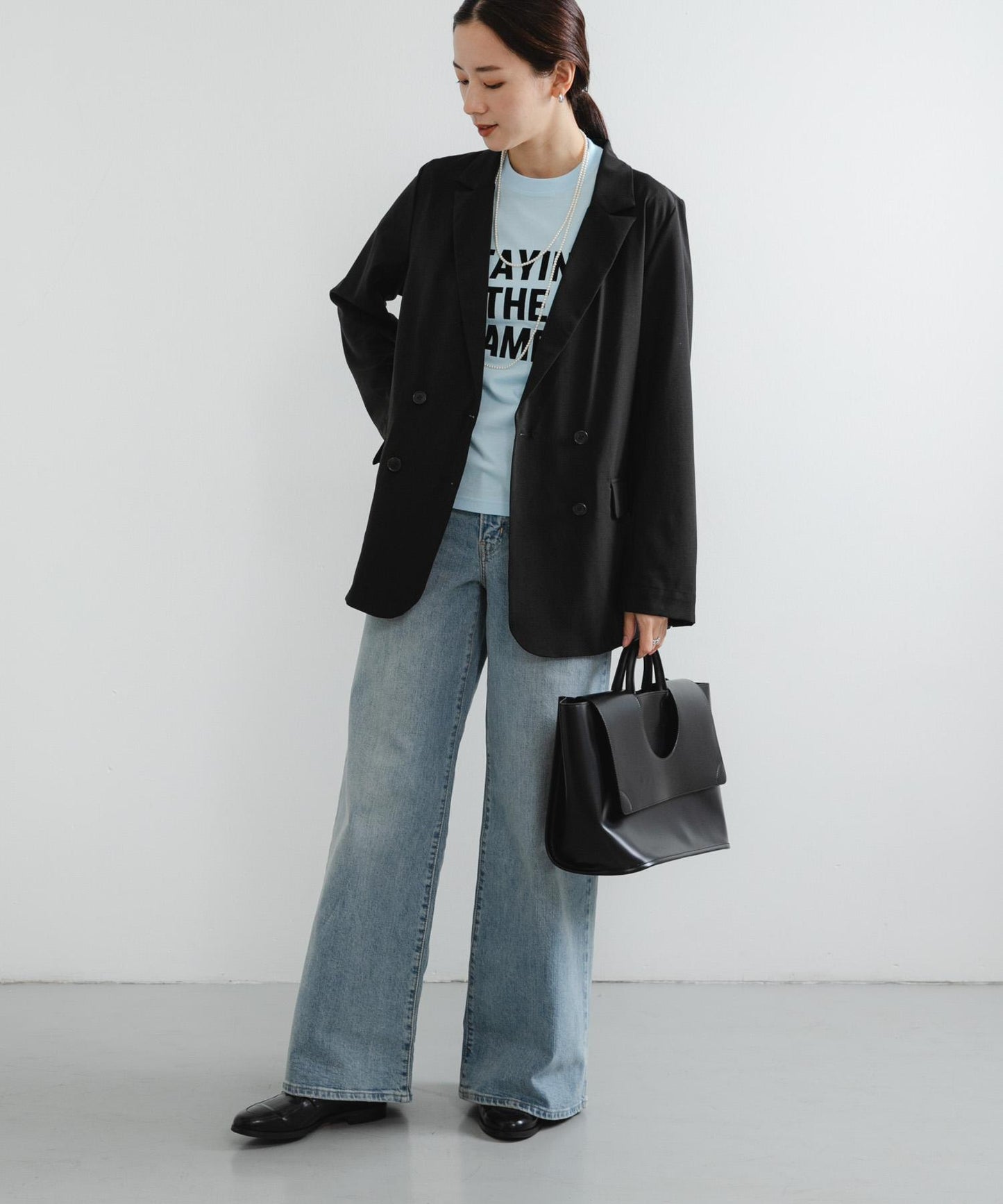 羊毛混紡雙排扣西裝外套