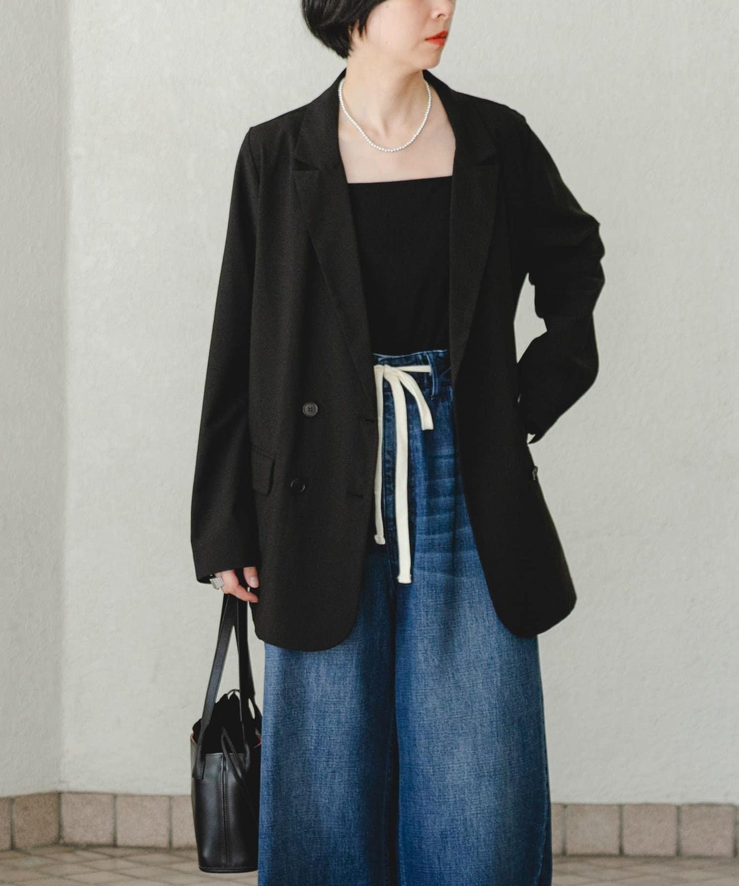 羊毛混紡雙排扣西裝外套