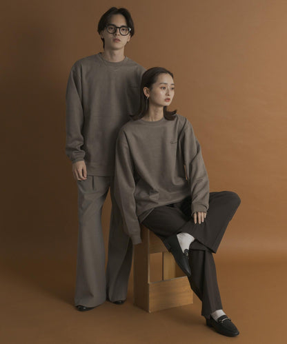 刺繡仿麂皮圓領衛衣