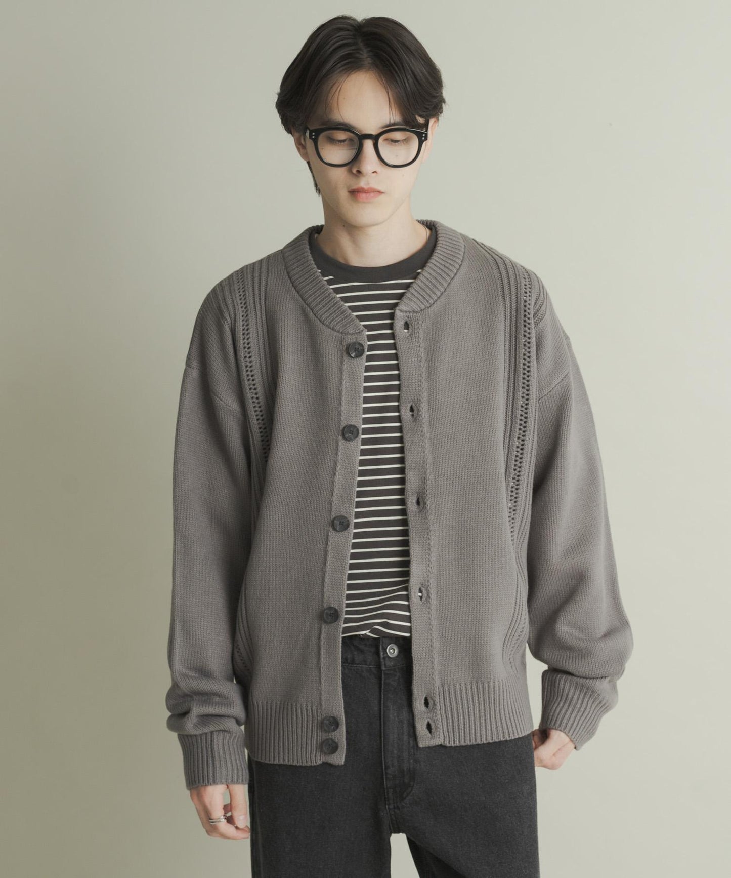 鏤空麻花針織開衫