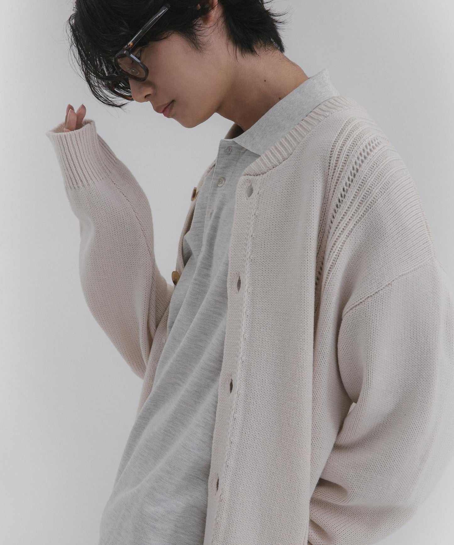 鏤空麻花針織開衫