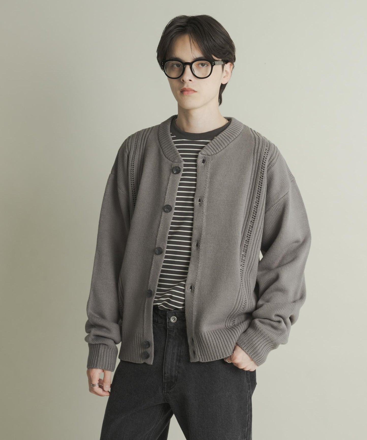 鏤空麻花針織開衫