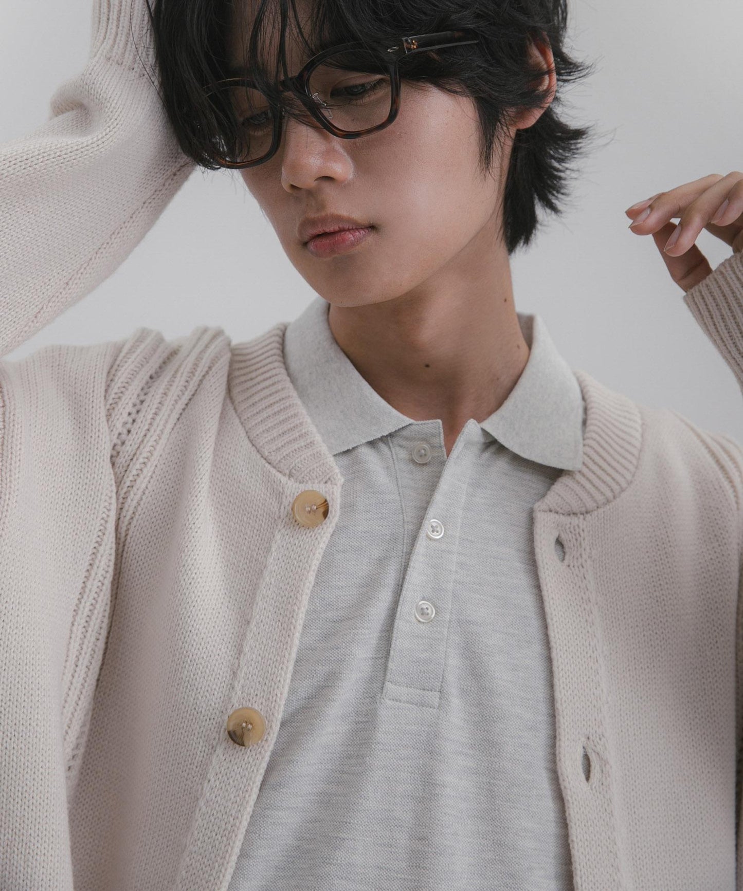 鏤空麻花針織開衫