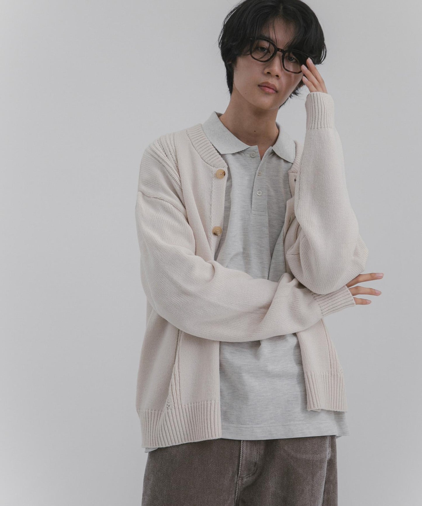 鏤空麻花針織開衫