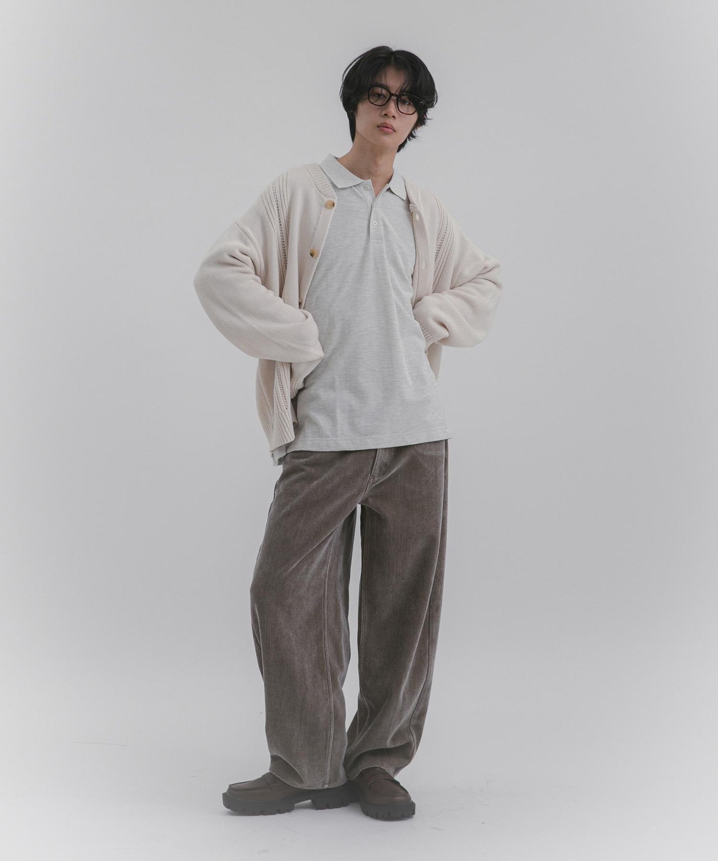 鏤空麻花針織開衫