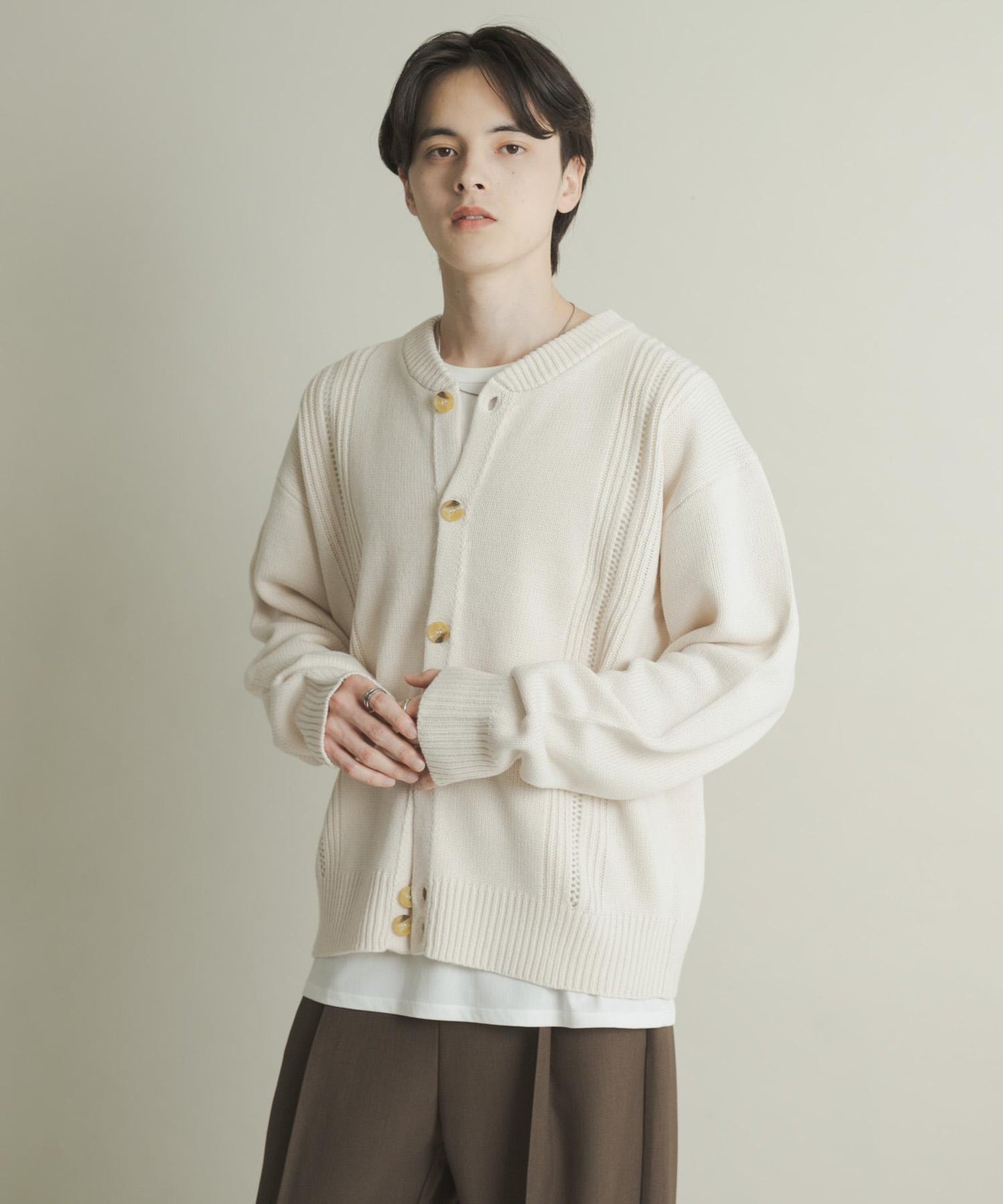 鏤空麻花針織開衫