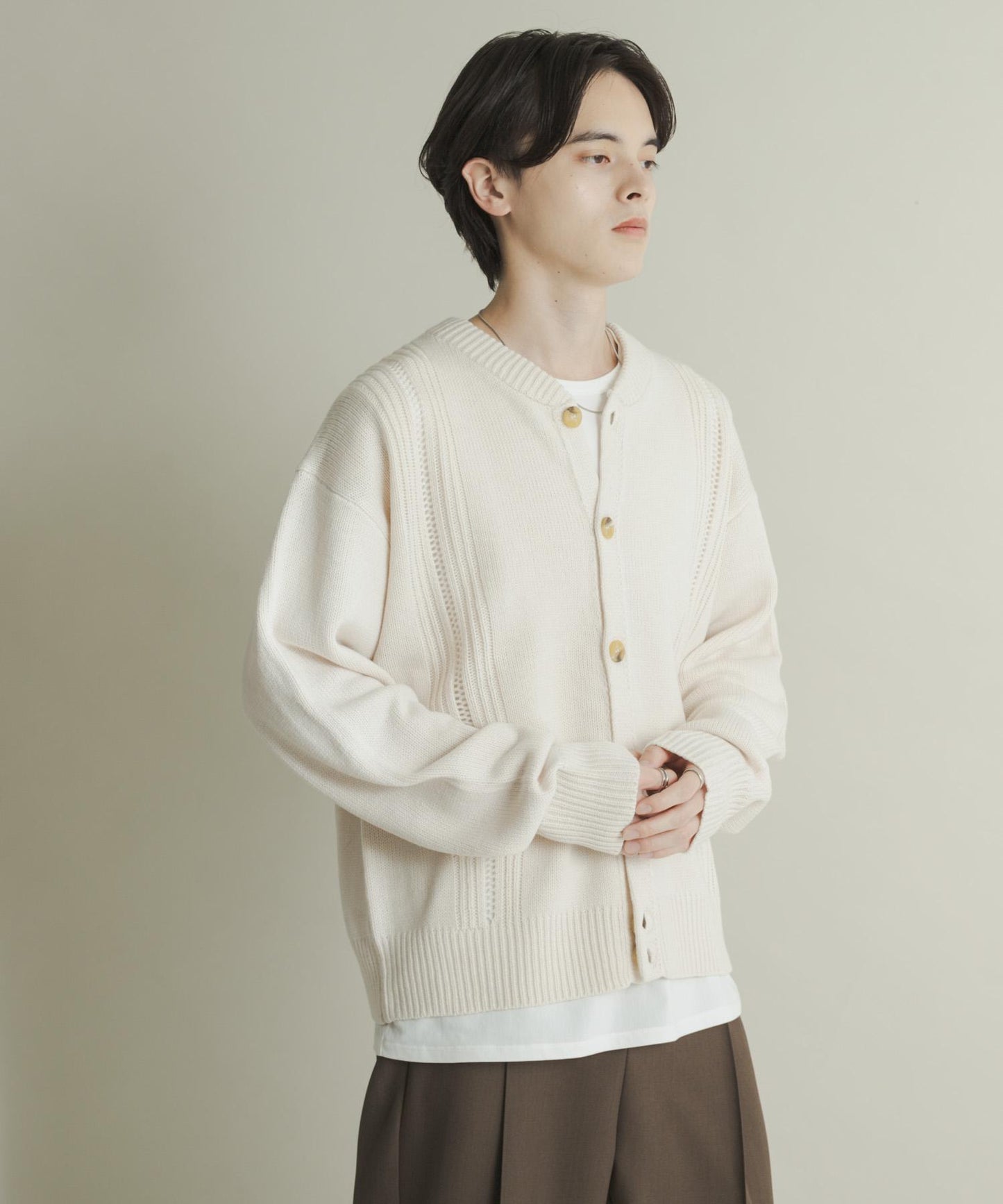 鏤空麻花針織開衫