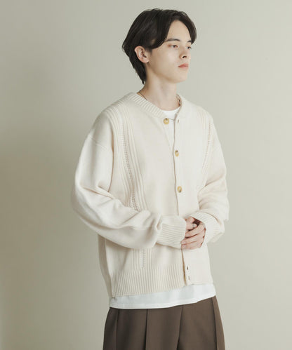 鏤空麻花針織開衫