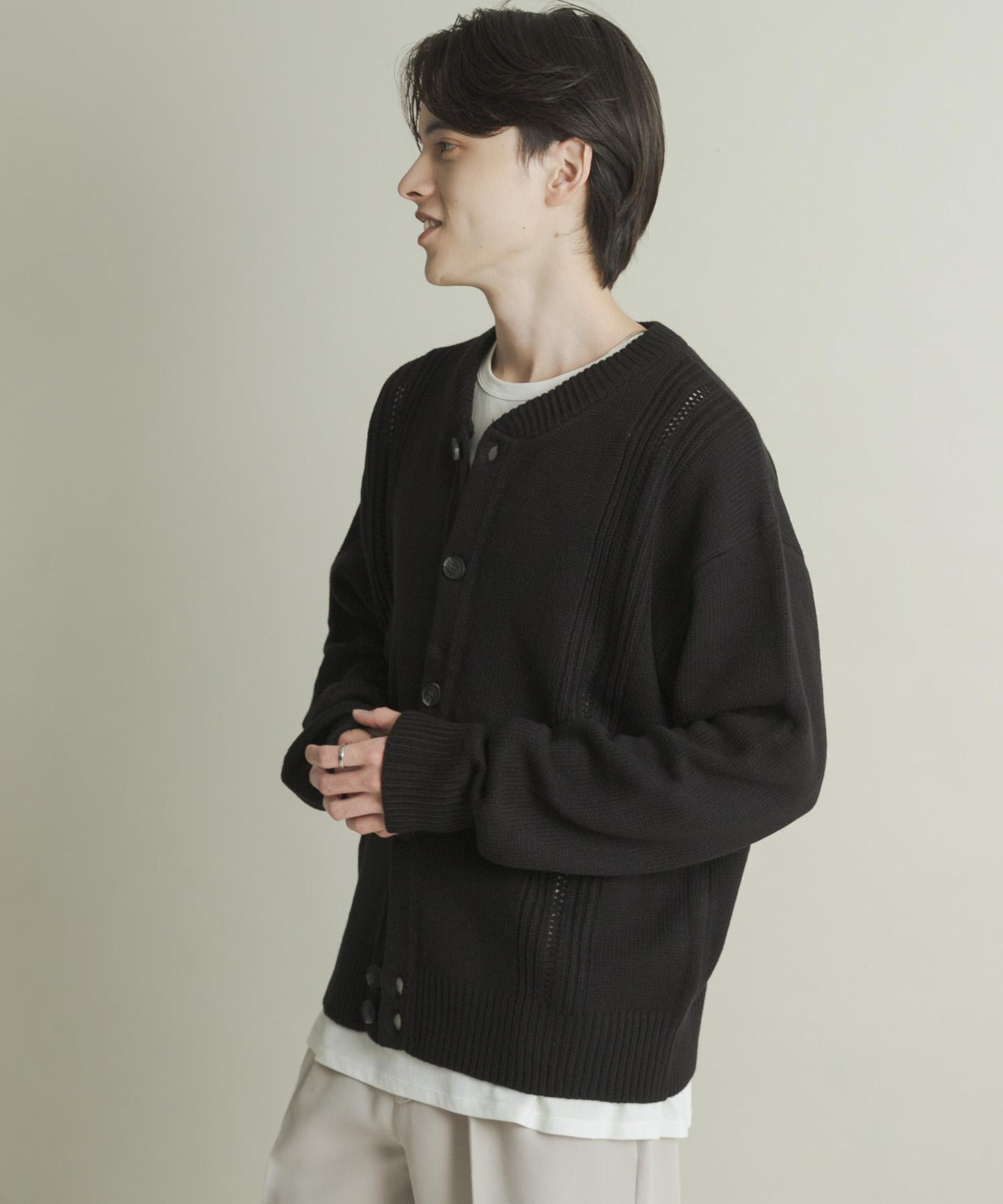 鏤空麻花針織開衫