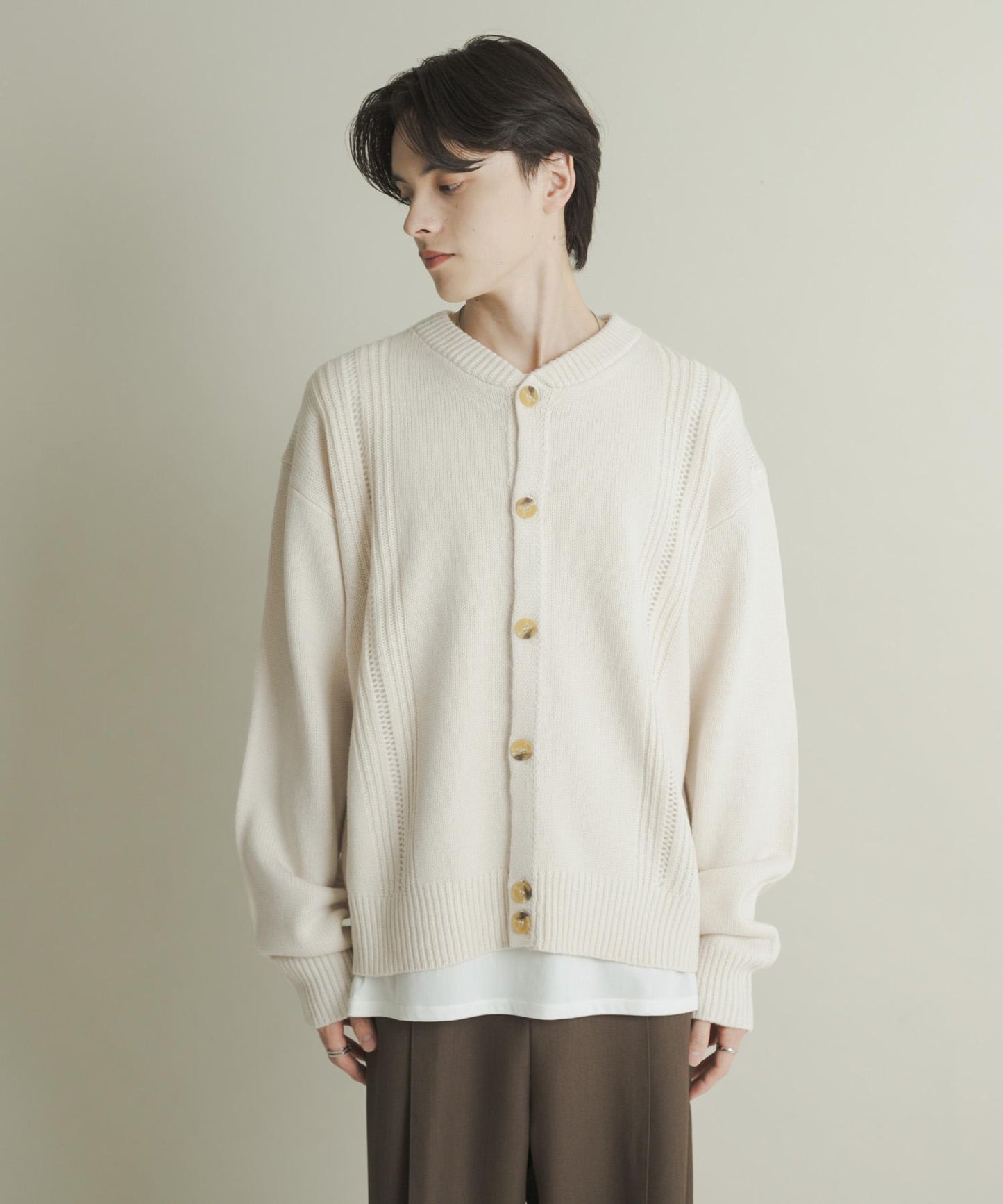 鏤空麻花針織開衫