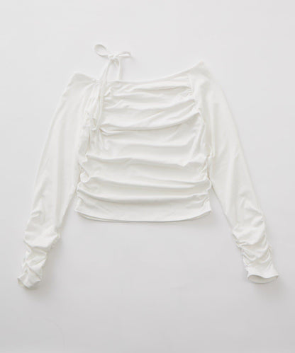 【mystic】[mline]抽繩一字肩針織衫