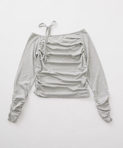 【mystic】[mline]抽繩一字肩針織衫